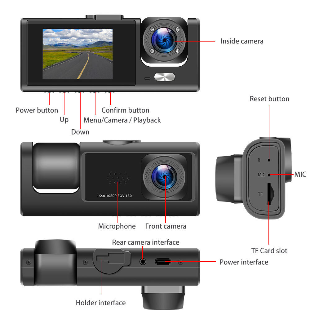 Black Box Traffic Recorder 2 Channel Car Dash Cam | Full HD 1080P Front & Rear DVR