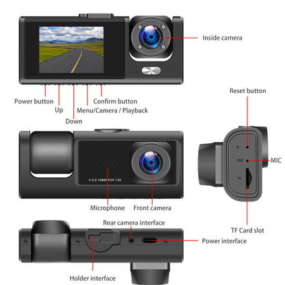 Black Box Traffic Recorder 2 Channel Car Dash Cam | Full HD 1080P Front & Rear DVR